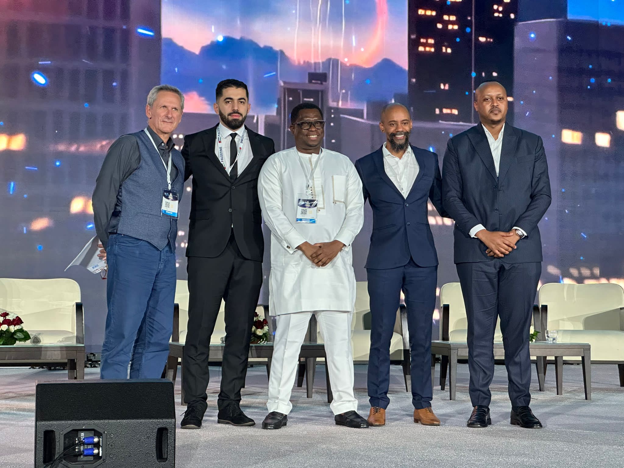 Thaheer Mullins delivering a keynote at the African Startup Conference in Algiers, Algeria